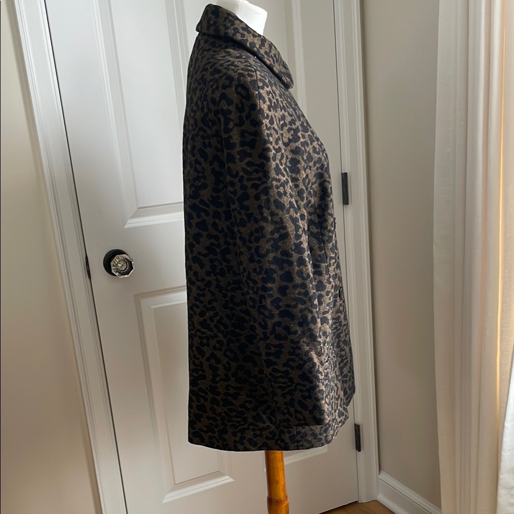 Zara Basic Leopard Print Double Breasted Coat - B… - image 4